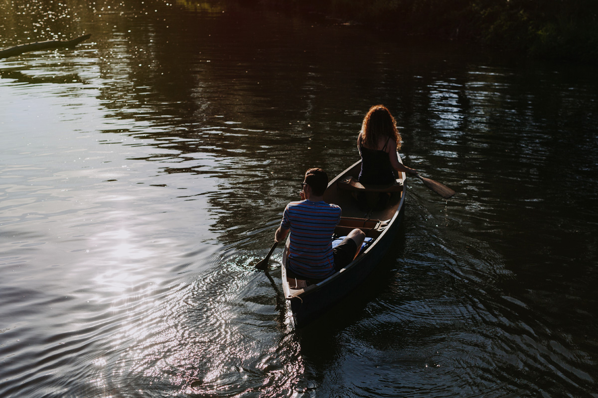 Couple canoeing on dow's lake