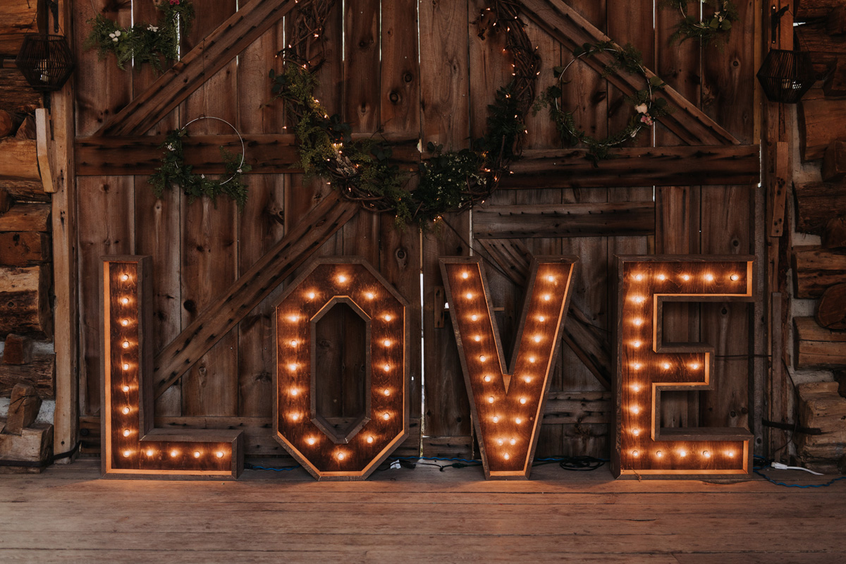 LOVE light up sign at the Herb Garden in Almonte