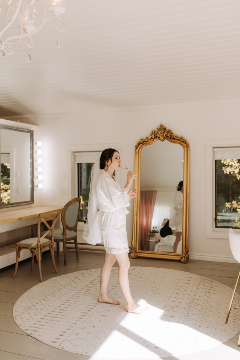 Getting ready photos, first look and portraits at Le Belvedere's Garden House.
